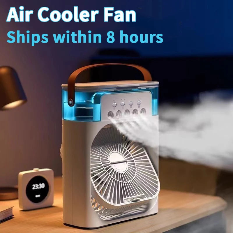 Transform Your Space with the New 3-in-1 Mini Air Cooler: Fan, Humidifier, and LED Night Light for Home and Office!