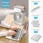 Transform Your Space with the New 3-in-1 Mini Air Cooler: Fan, Humidifier, and LED Night Light for Home and Office!